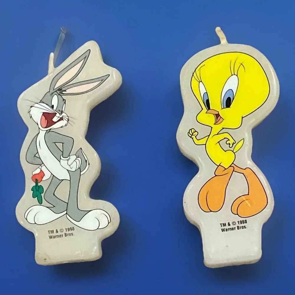 Vintage 1996 Bugs Bunny & Tweety Bird Birthday Party Candle Rare